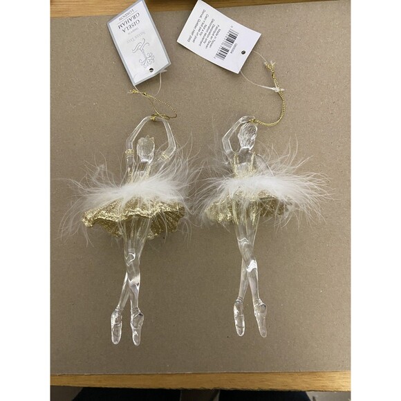 Gisela Graham London Gold and White Ballerina Christmas Ornaments Lot of 2 NWT - Picture 7 of 8